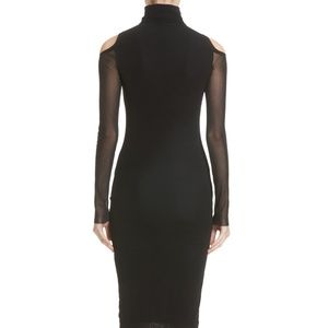 Fuzzi Tulle Cold Shoulder Turtleneck Dress